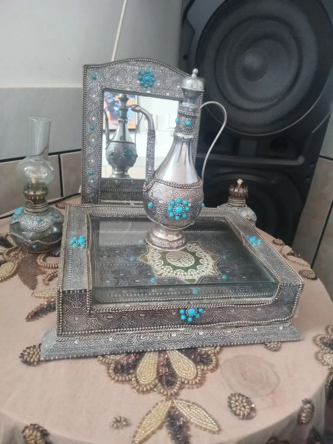 یک دست آینه و شمعدان کامل|آینه|فرخشهر, |دیوار