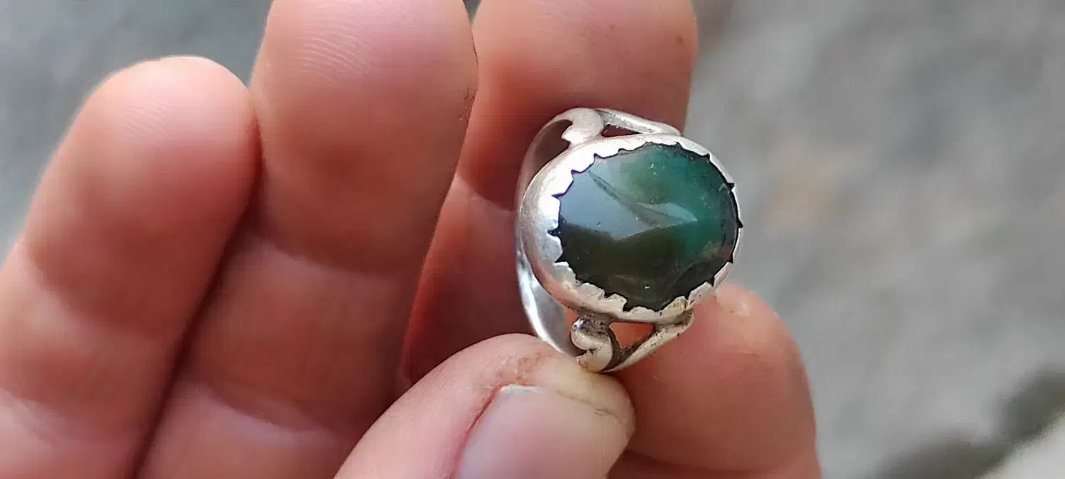 رکاب مرحوم استاد حاجی کتابعلی با سنگ کهنه یشم|جواهرات|داران, |دیوار