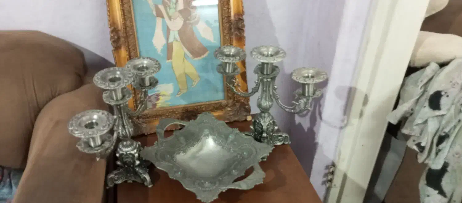 یک جفت شمع دانی با شکلات خوری پیوتر|بوفه، ویترین، کنسول|تهران, گرگان|دیوار