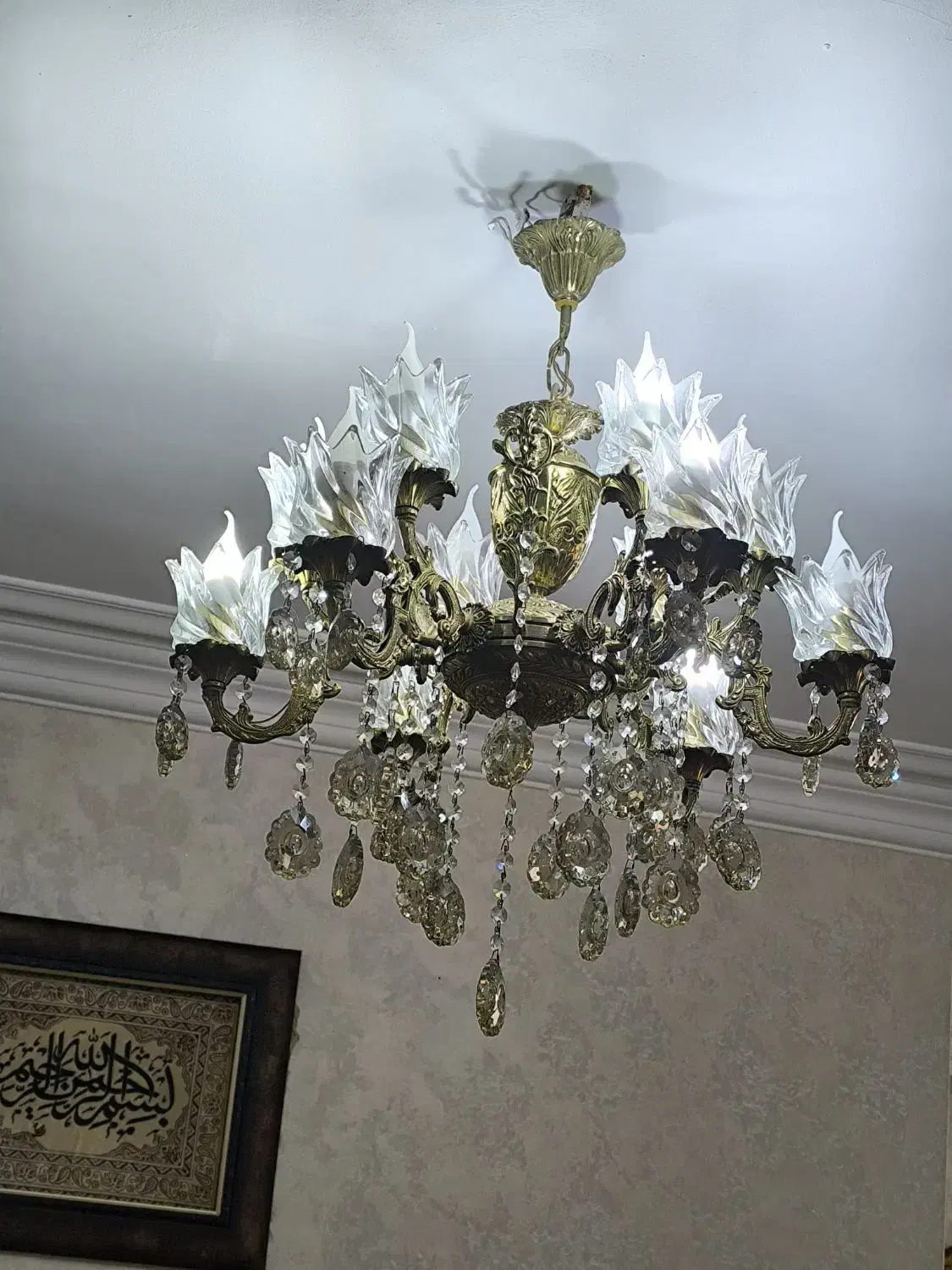 لوستر برنز 12شعله و پنج شعله|لوستر و چراغ آویز|قرچک, باقرآباد|دیوار