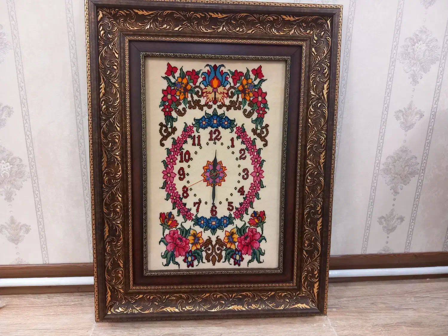 تابلو فرش ساعت دست بافت فرش بیجار نو|تابلو فرش|بیجار, |دیوار