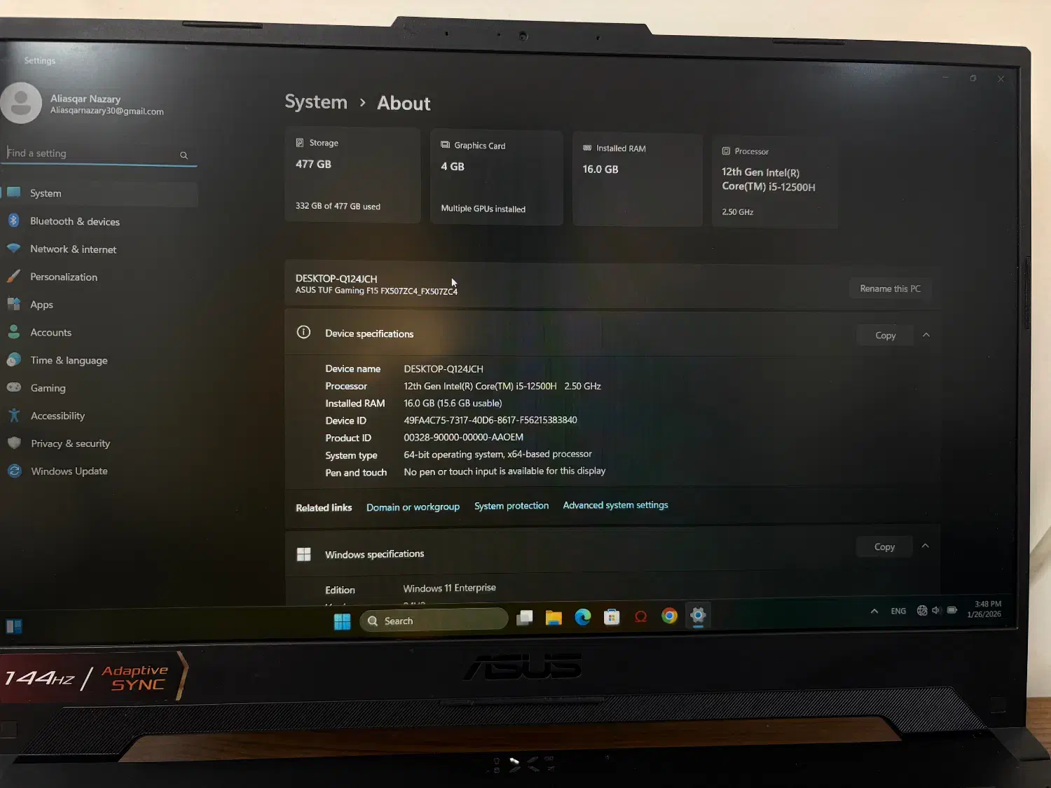 لپ تاب asus  tuf gaming f15|رایانه همراه|تهران, ابوذر|دیوار