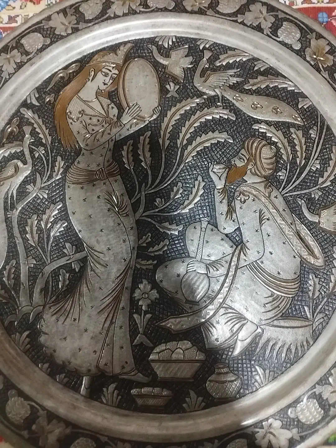 دیوارکوب مسی قدیمی و سینی برنجی سنگین|کلکسیون اشیاء عتیقه|خرمدره, |دیوار