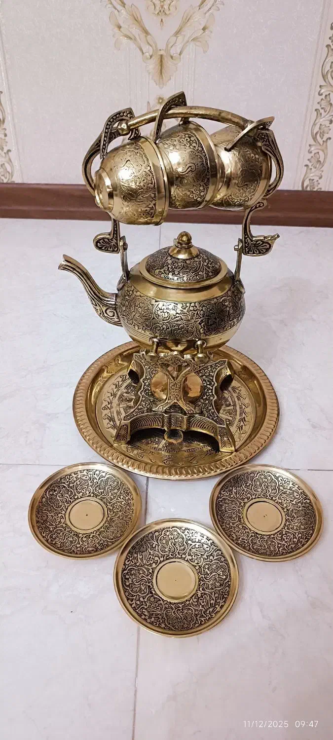 سرویس چای خوری برنزی|صنایع دستی و سایر لوازم تزئینی|تهران, خاک سفید|دیوار