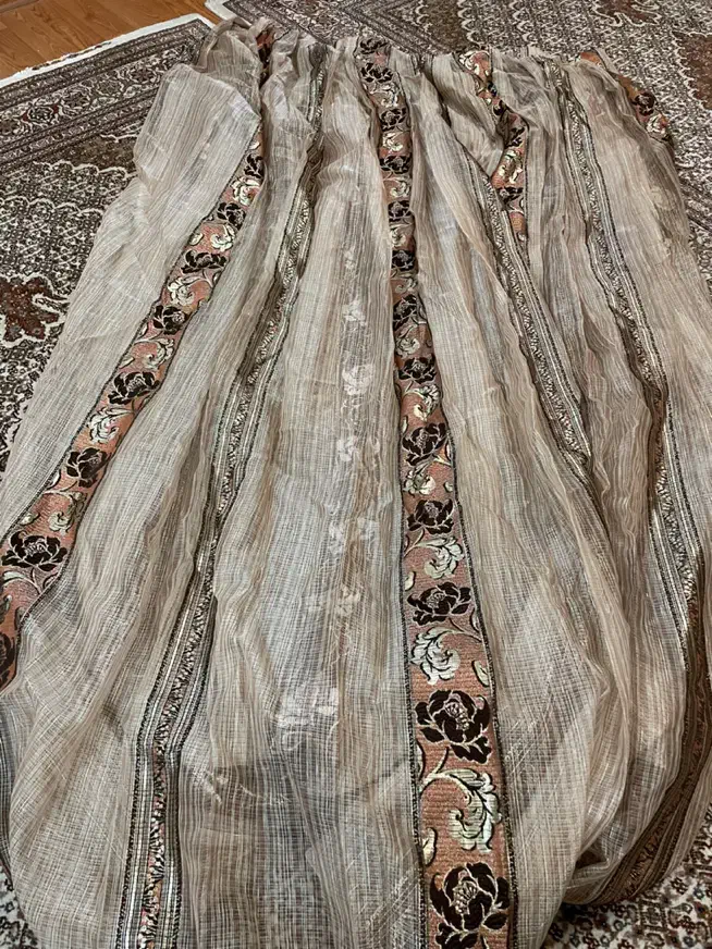 پنج عدد پرده طوری جنس کتان ویکپرده هندی|پرده، رانر، رومیزی|تبریز, |دیوار