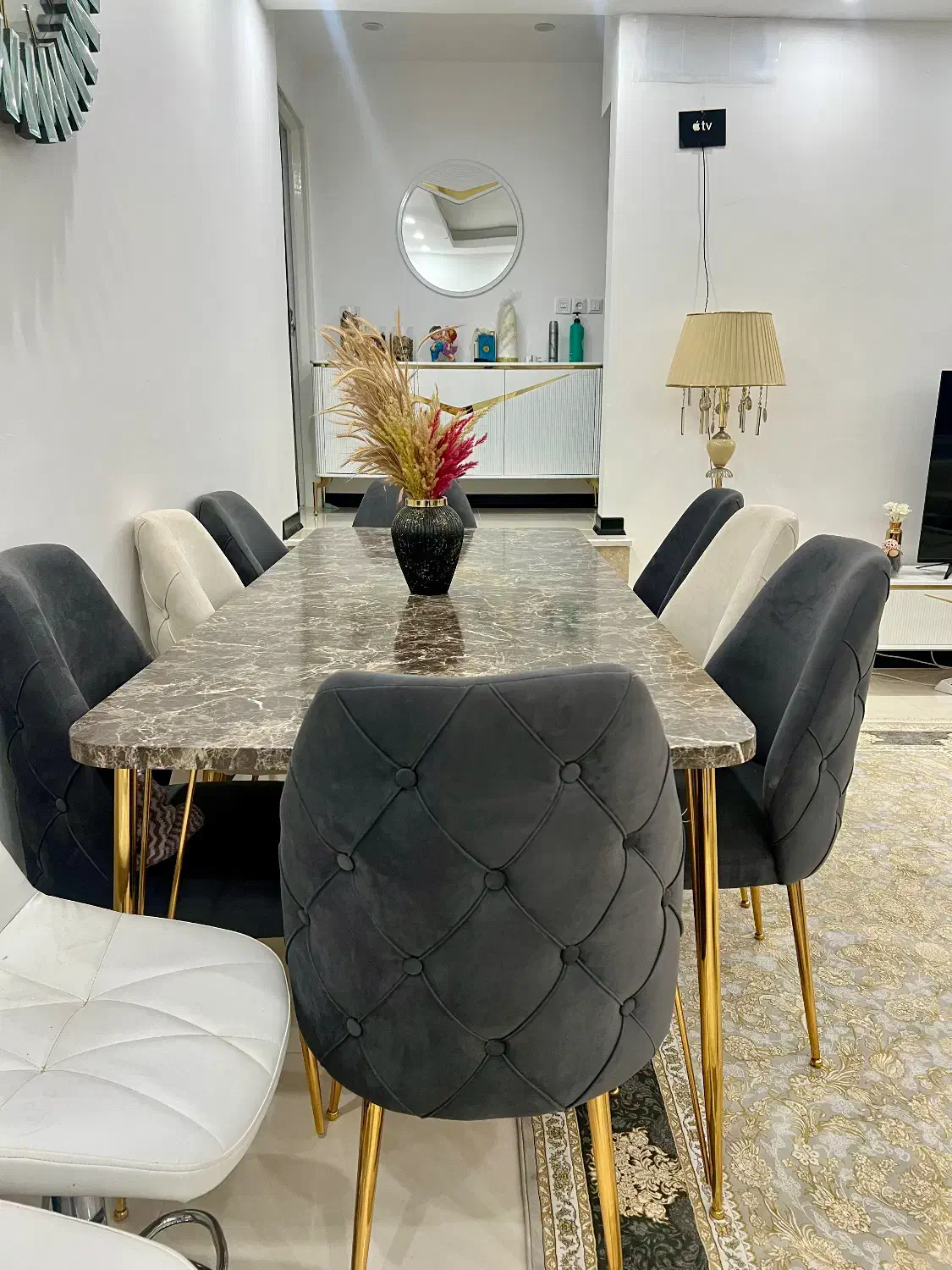 میز نهار خوری ۸ نفره پایه فلز چستر پارچه نانو|میز و صندلی غذاخوری|سنندج, |دیوار