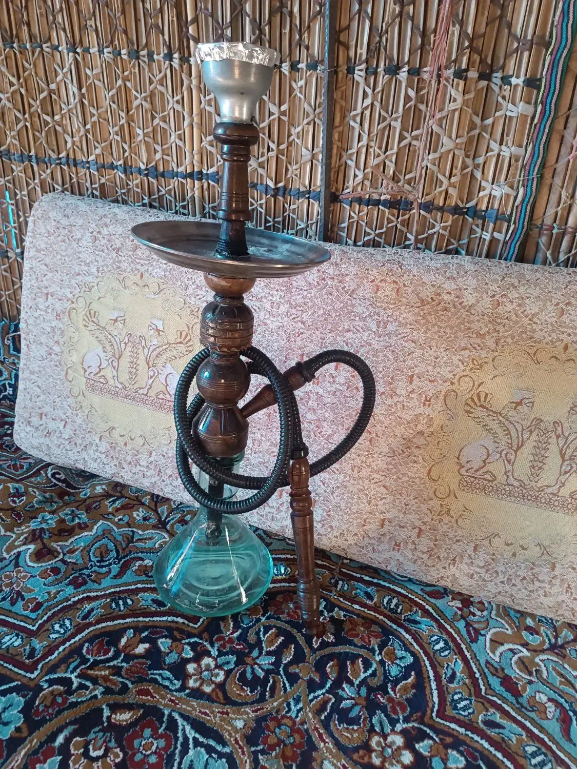 قلیان دوسیب گردو ۱۳ ساله|صنایع دستی و سایر لوازم تزئینی|چوار, |دیوار