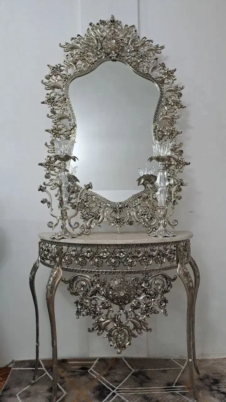 آیینه و شمعدان جنس شامپاژ|صنایع دستی و سایر لوازم تزئینی|تبریز, |دیوار