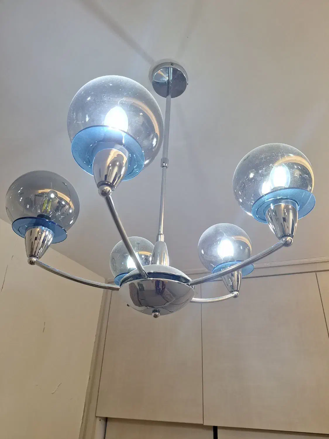 لوستر ۵ شاخه استیل مولکولی|لوستر و چراغ آویز|مشهد, حجت|دیوار