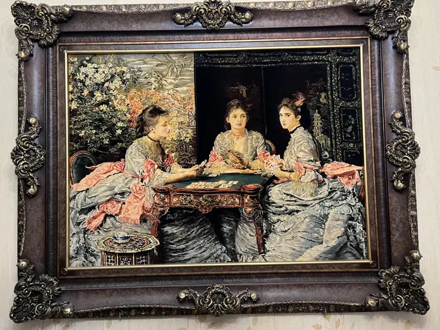 تابلو فرش سه دختر پاسور باز|تابلو فرش|تبریز, |دیوار