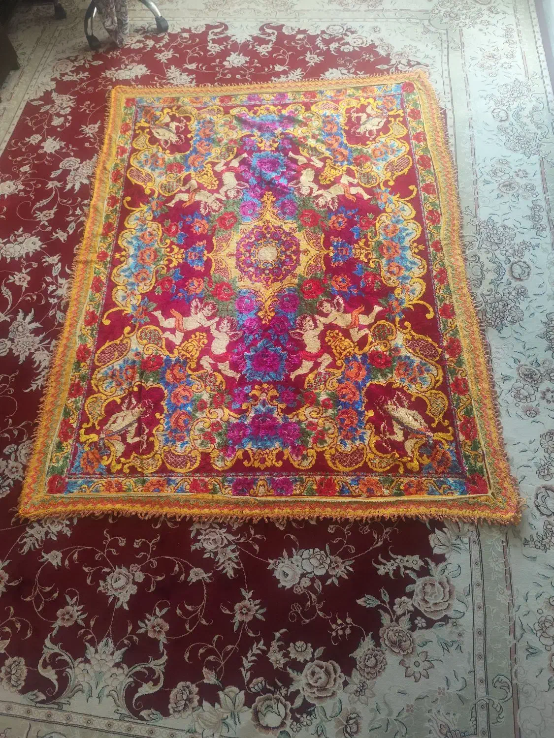 قالیچه جاجیم قدیمی|گلیم، جاجیم، گبه|نیشابور, شهرک بسیج|دیوار