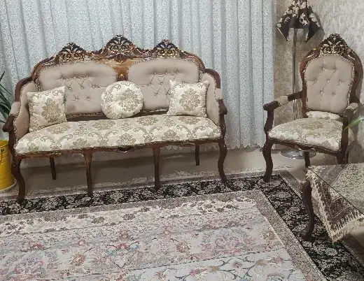 مبل هشت نفره چوب گردو|مبلمان خانگی و میز عسلی|کرمانشاه, |دیوار