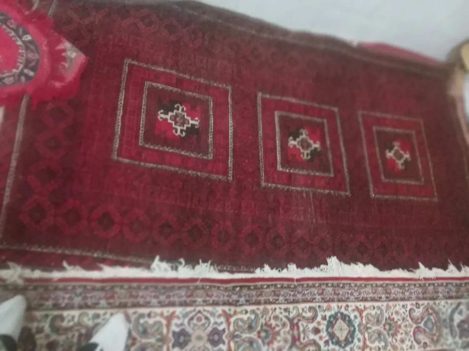 فرش قدیمی ترکمن ۲عدد|فرش|نیشابور, باغرود|دیوار