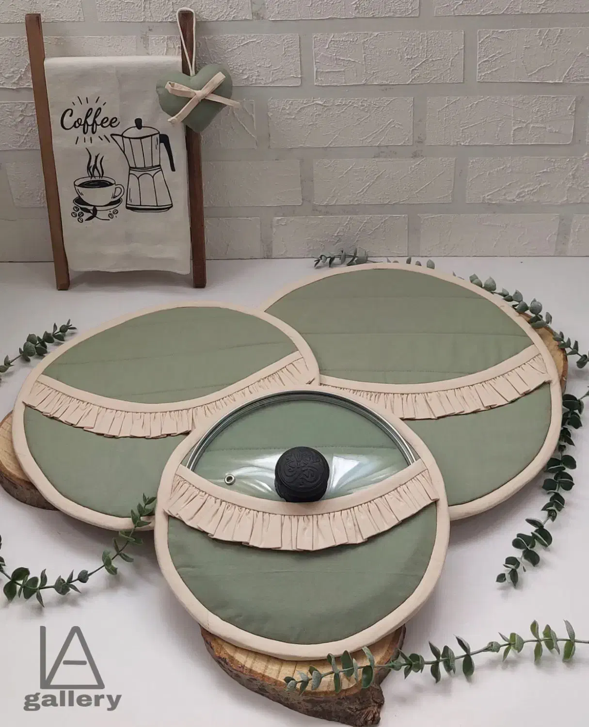 سرویس ساده جهیزیه سبز سدری|سفره، حوله، دستمال آشپزخانه|اردبیل, |دیوار