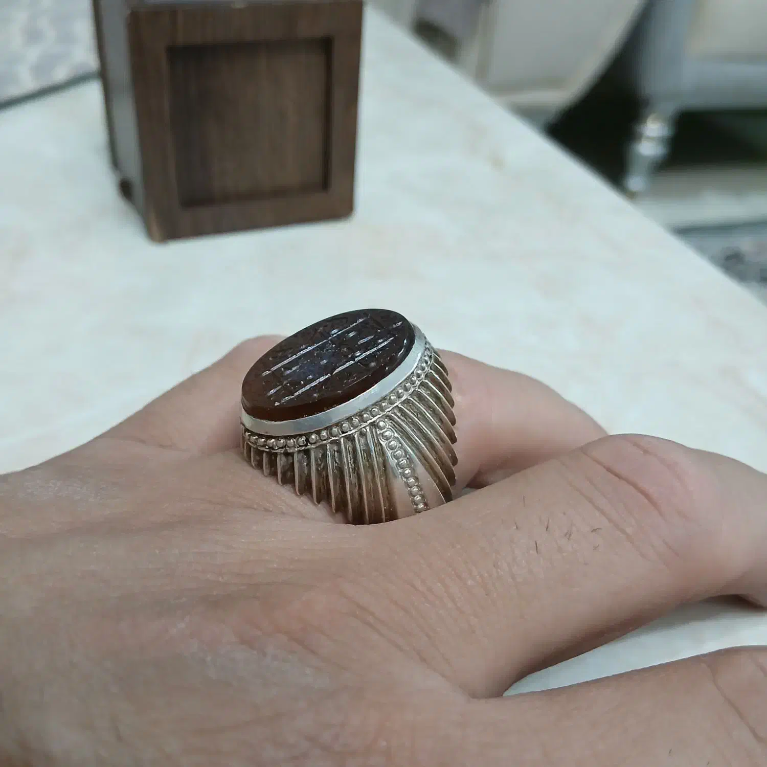 انگشتر عقیق خط با رکاب دستساز|جواهرات|تهران, یاخجی آباد|دیوار