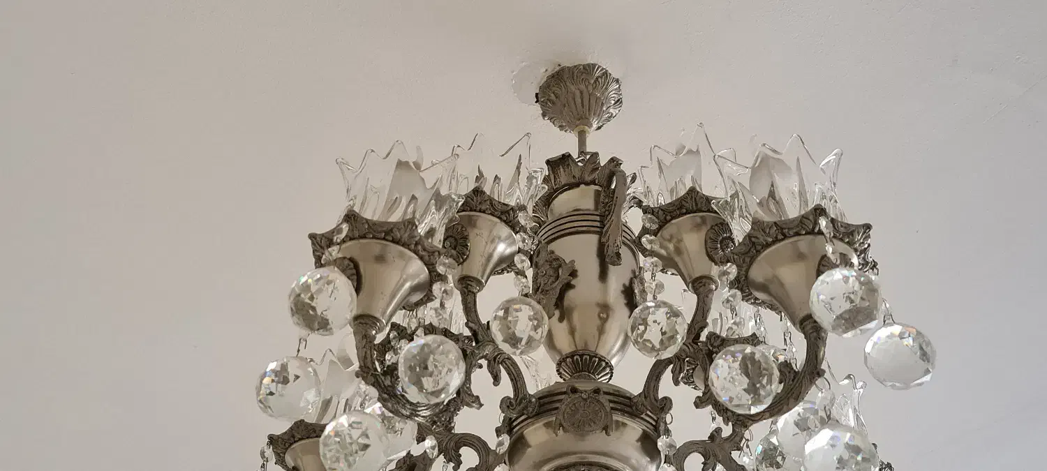 لوستر کریستالی کلاسیک برنزی ۱۰شاخه شاه عباسی|لوستر و چراغ آویز|مشهد, کوشش|دیوار