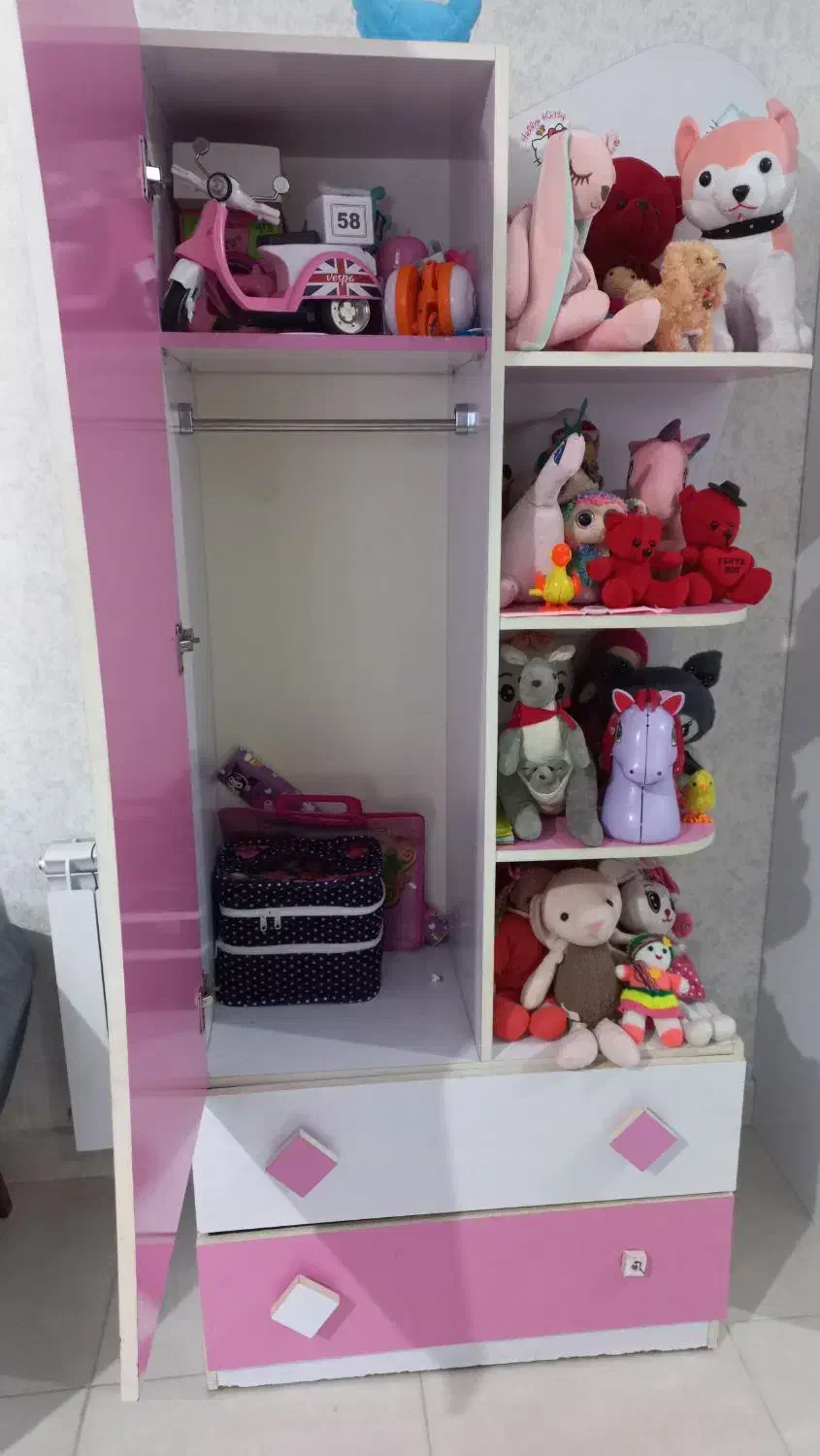 کمد دخترانه صورتی|جاکفشی، کمد، دراور|صومعه‌سرا, |دیوار