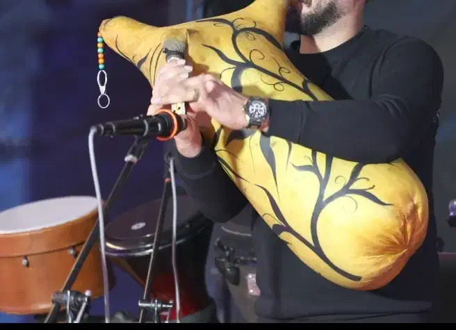 پوست نی انبان طرح دار تمام چرم با کیفیت بدون دسته|سازهای بادی|شیراز, سعدیه جنوبی|دیوار