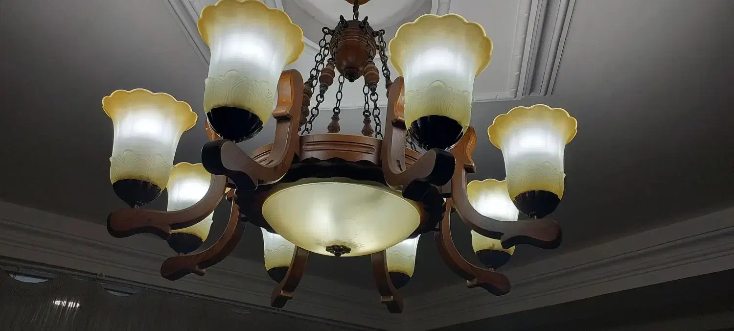 لوستر چوبی مدرن|لوستر و چراغ آویز|خمام, |دیوار