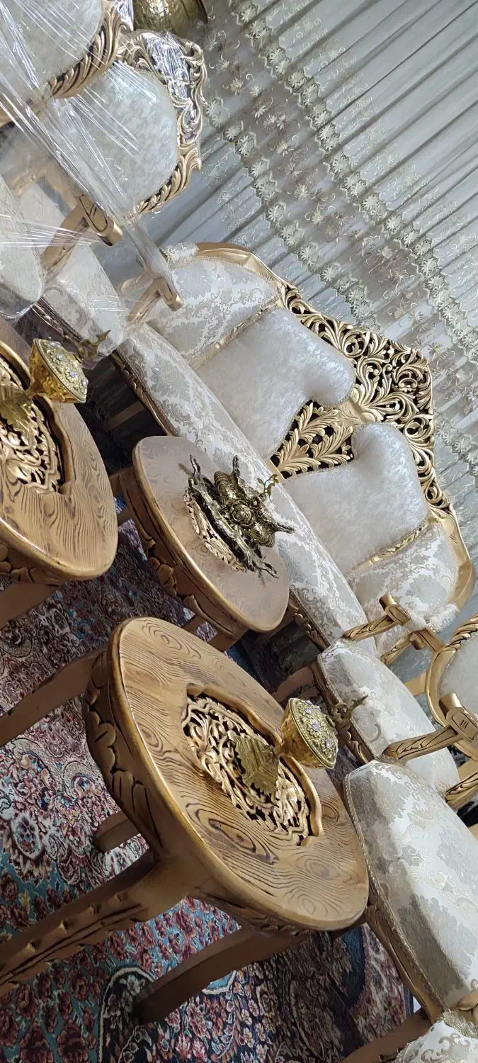 مبل سلطنتی 9نفره تمام چوب گردوسفارشی با میز|مبلمان خانگی و میز عسلی|تبریز, |دیوار