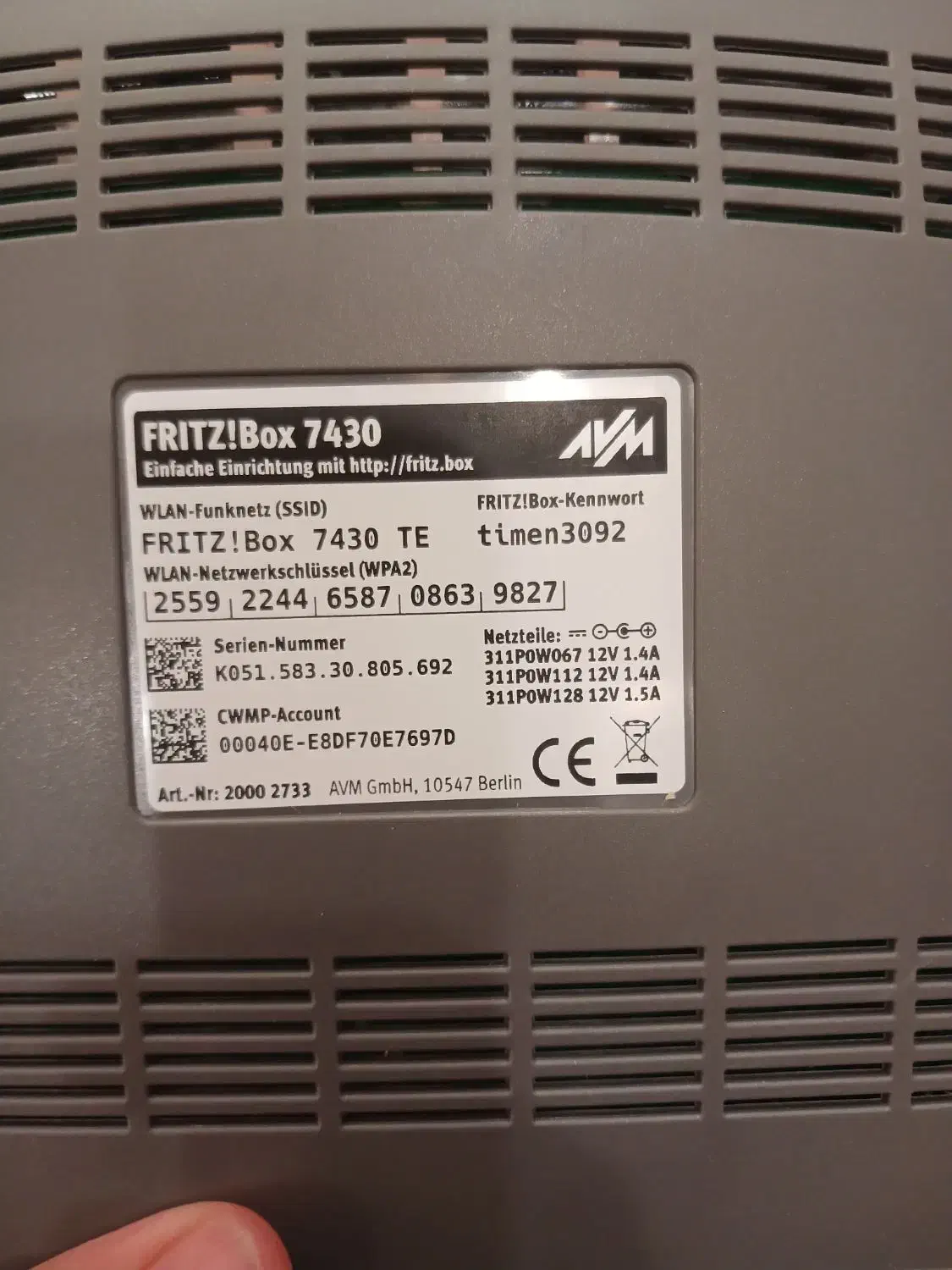 مودم و روتر آلمانی FRITZ Box 7430|مودم و تجهیزات شبکه|ارومیه, |دیوار