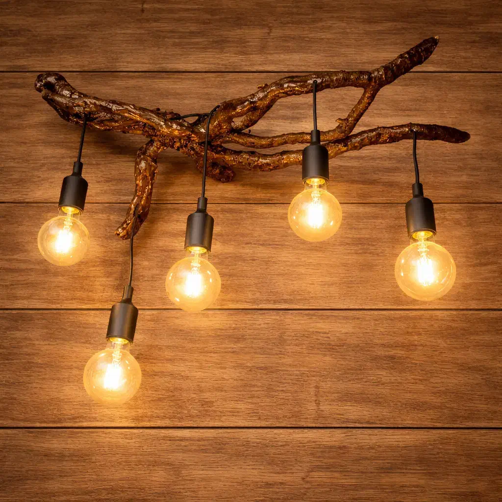 لوستر چوبی دست ساز|لوستر و چراغ آویز|پیشوا, |دیوار