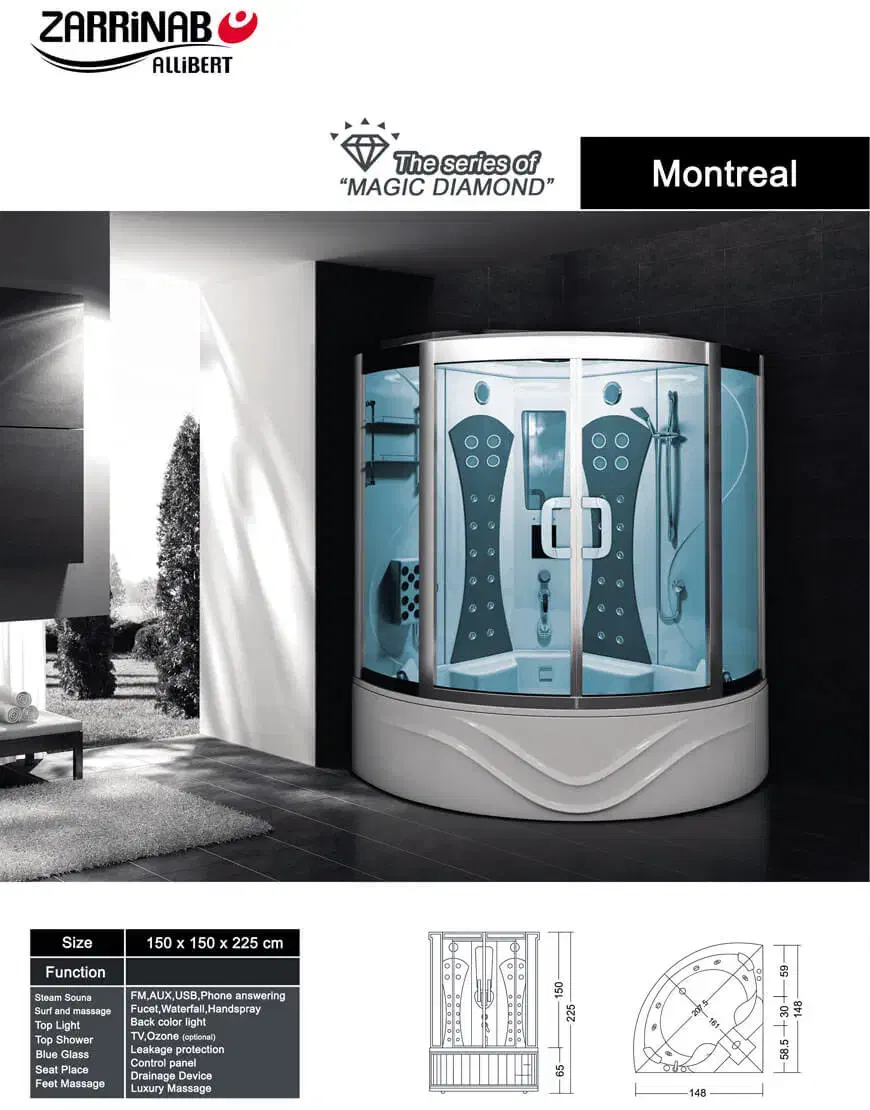 کابین جکوزی و سونا بخار مدل مونترال دونفره|لوازم حمام|یاسوج, |دیوار