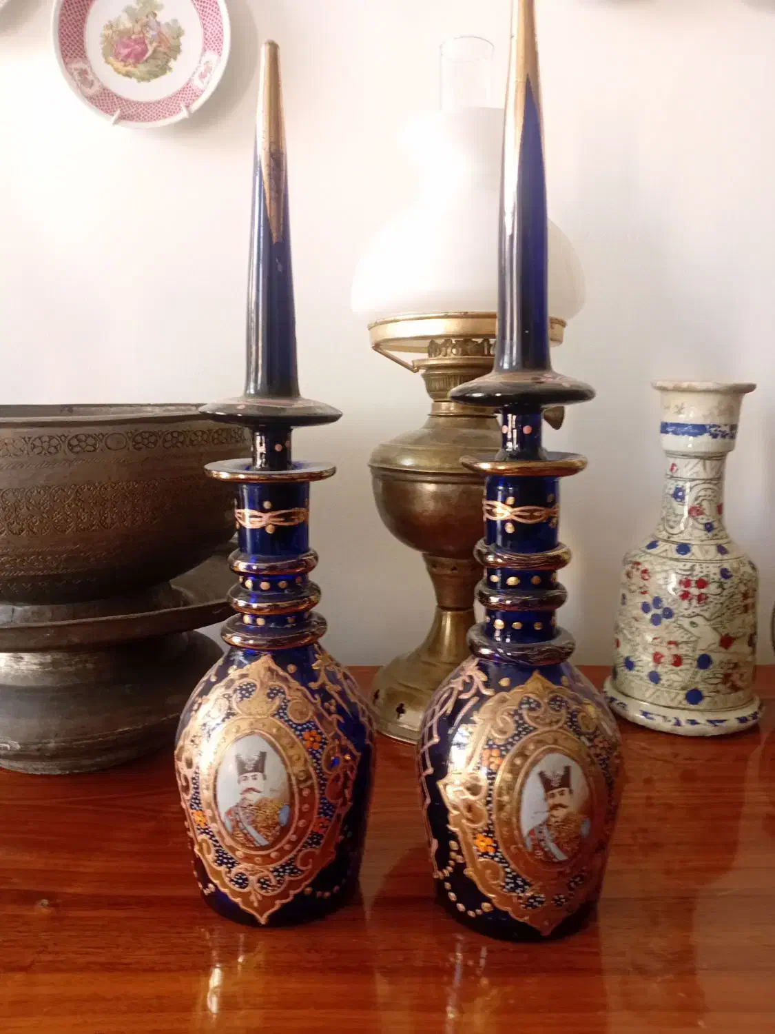 یک جفت تنگ کله شاخدار قاجاری آنتیک|کلکسیون اشیاء عتیقه|تهران, فردوسی|دیوار