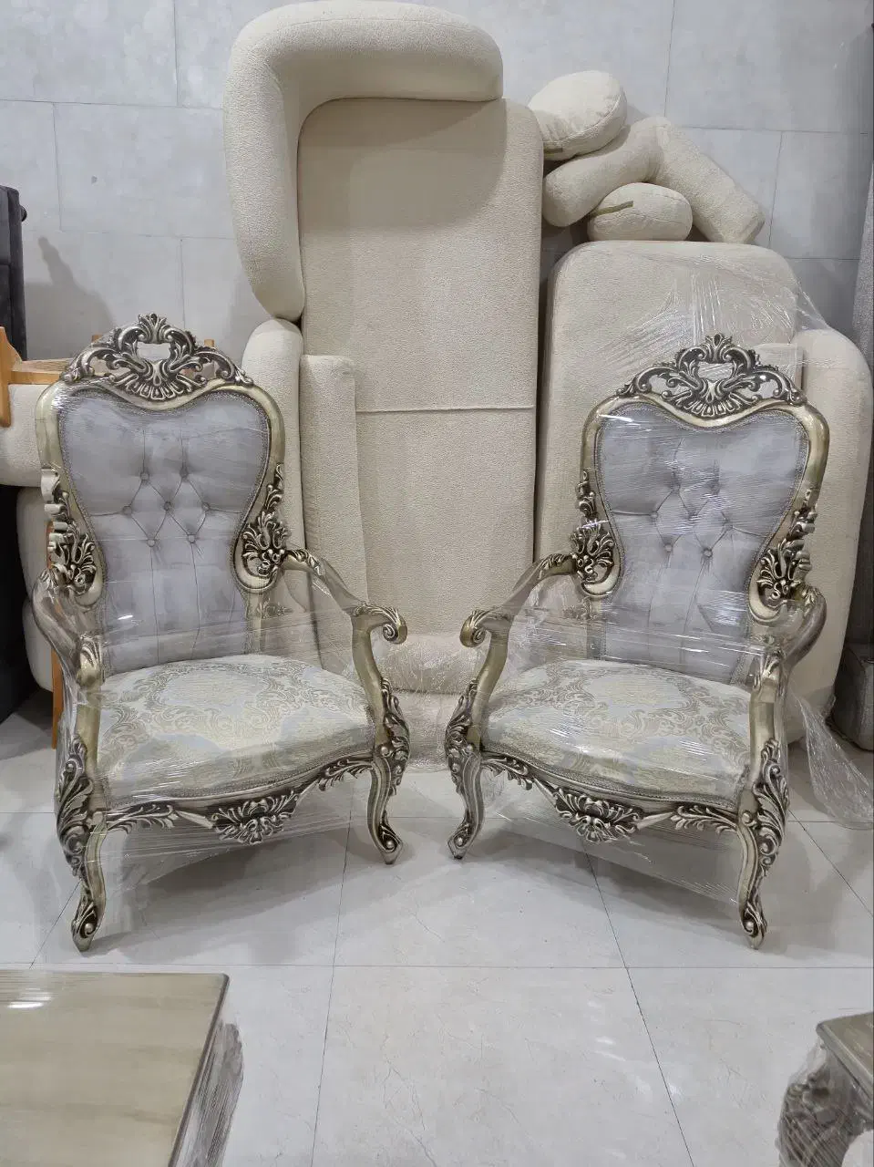 مبلمان سلطنتی 7نفره چوب راش بامیزو عسلی|مبلمان خانگی و میز عسلی|اندیشه, اندیشه فاز ۴|دیوار