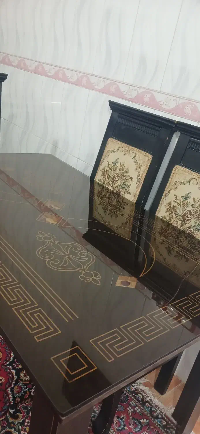 میزغذا خوری شیش نفره|میز و صندلی غذاخوری|گرمی, |دیوار