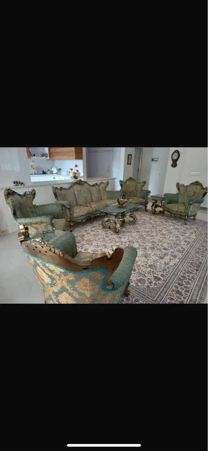 مبل سلطنتی ۹ نفره استیل|مبلمان خانگی و میز عسلی|چالوس, |دیوار