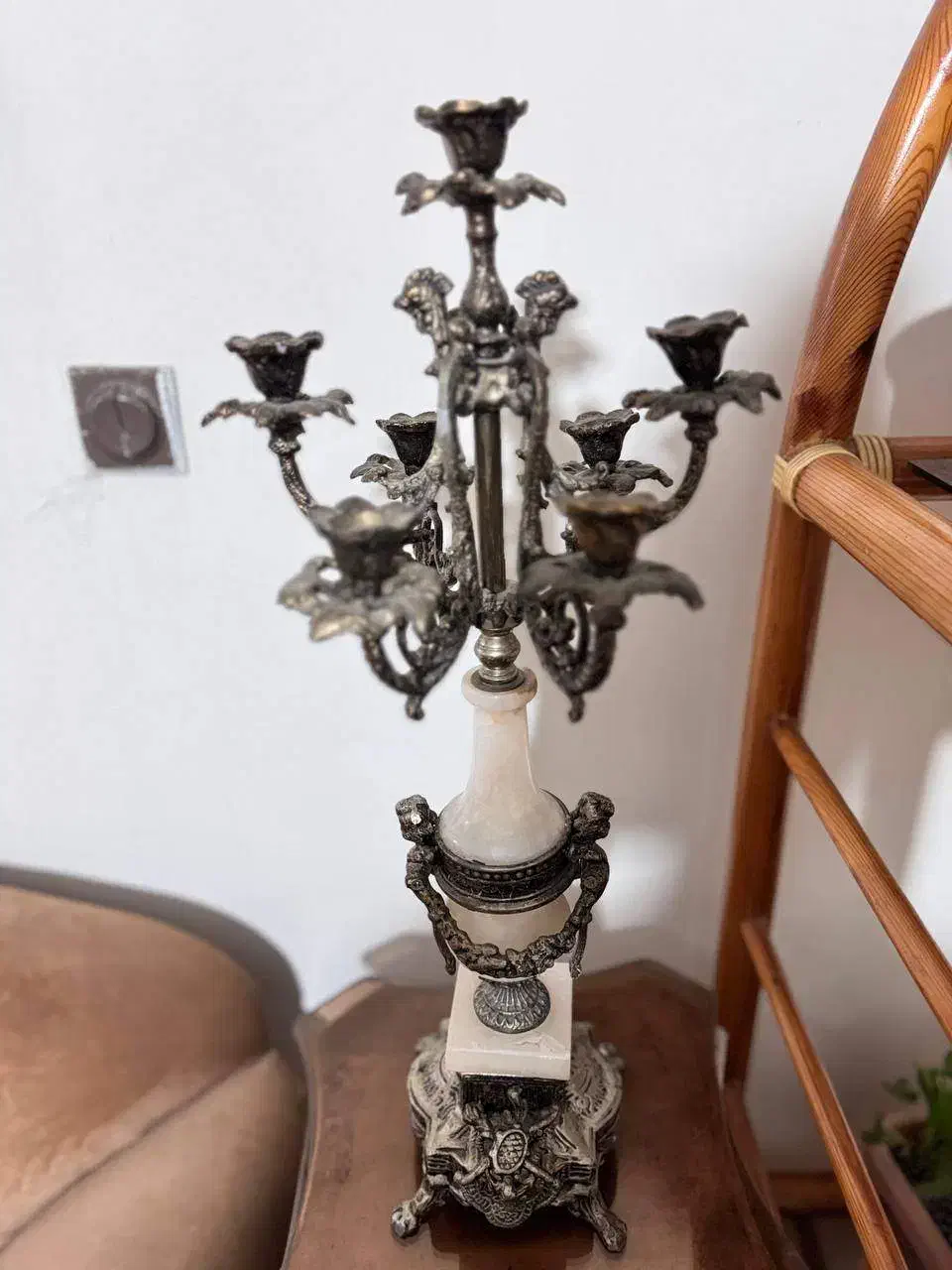 شمعدان برنج و مرر|لوستر و چراغ آویز|رشت, شالکو|دیوار