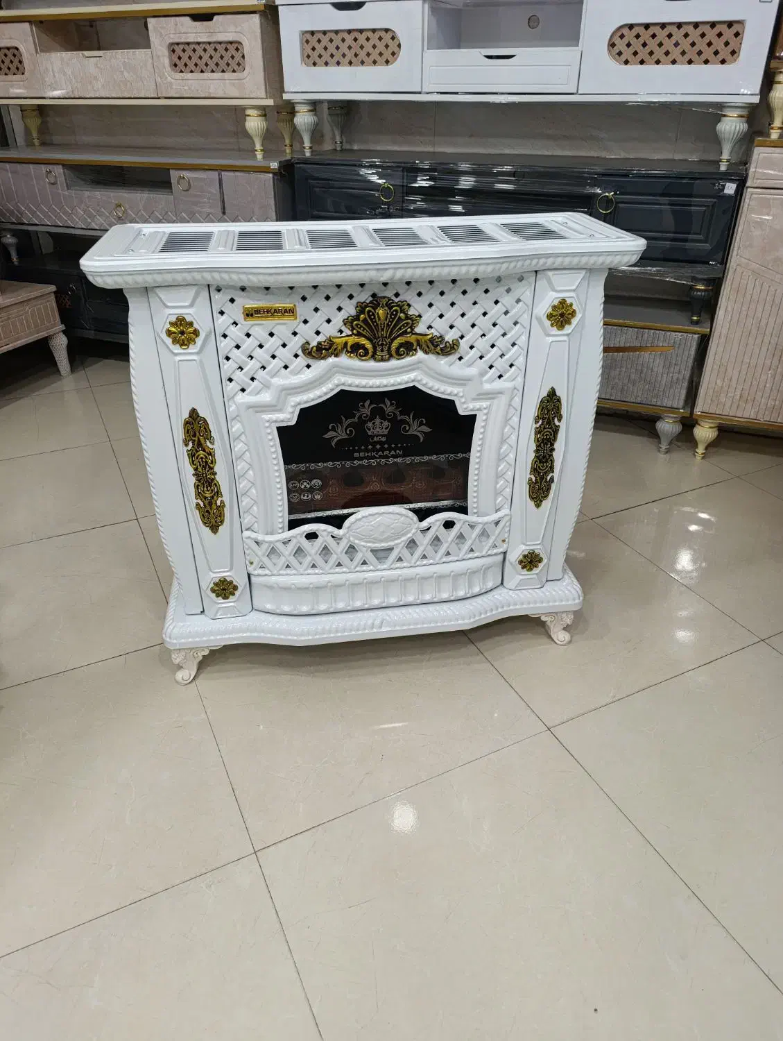 بخاری گازی 37هزار شومینه دو رنگ سفیدومشکی نوآکبند|بخاری، هیتر، شومینه|سمنان, |دیوار