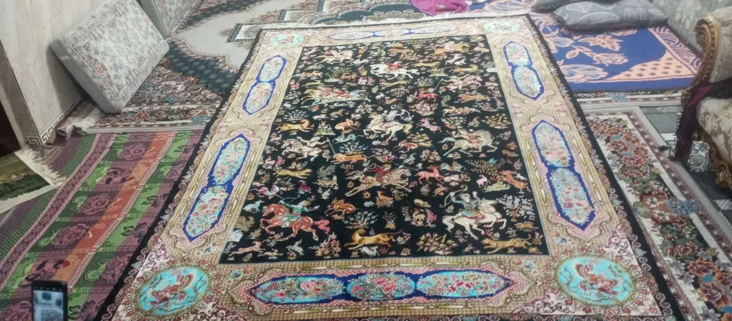 فرش تمام ابریشم|فرش|پیشوا, |دیوار