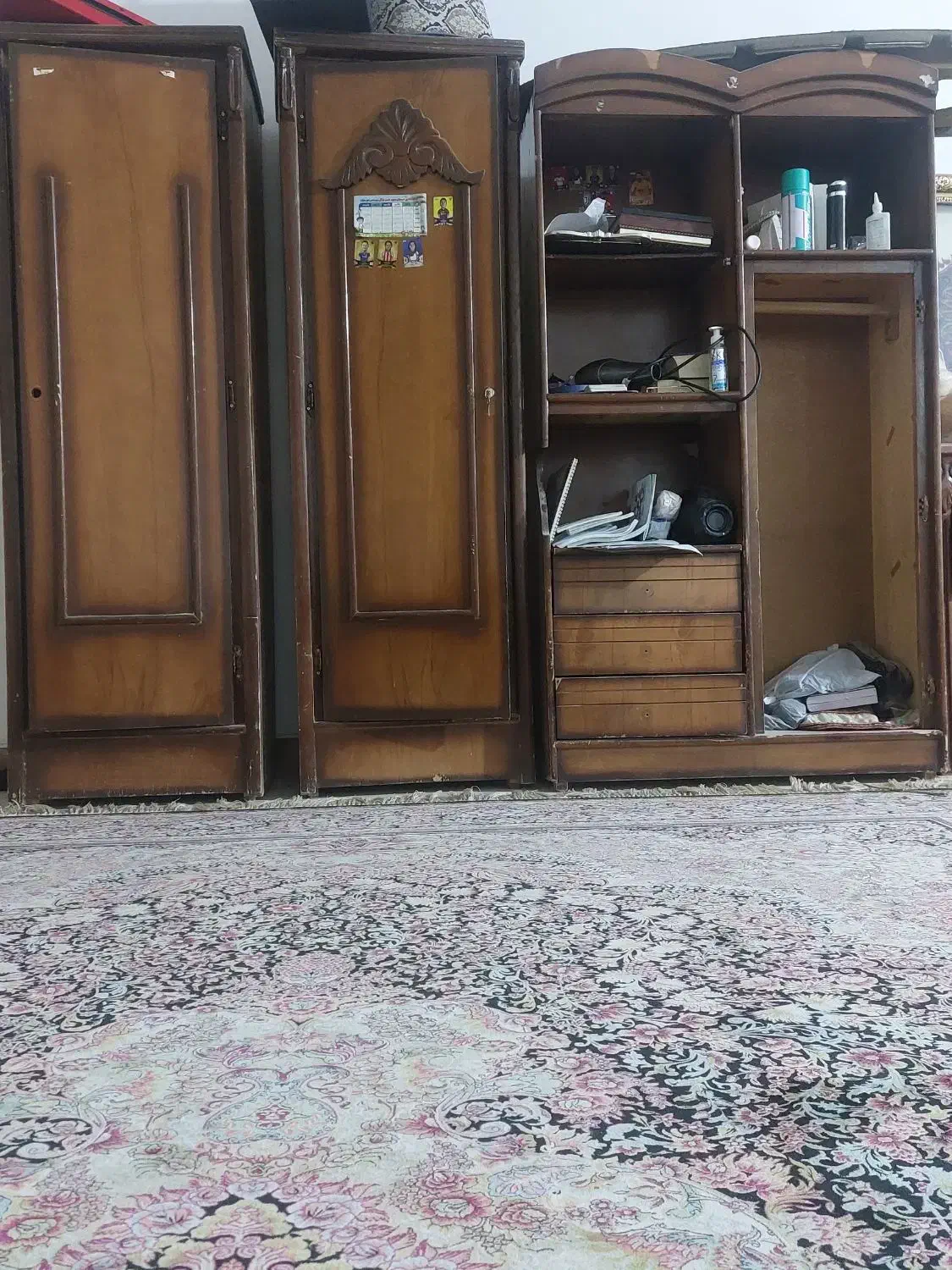 کمد چوبی|جاکفشی، کمد، دراور|کرمان, |دیوار