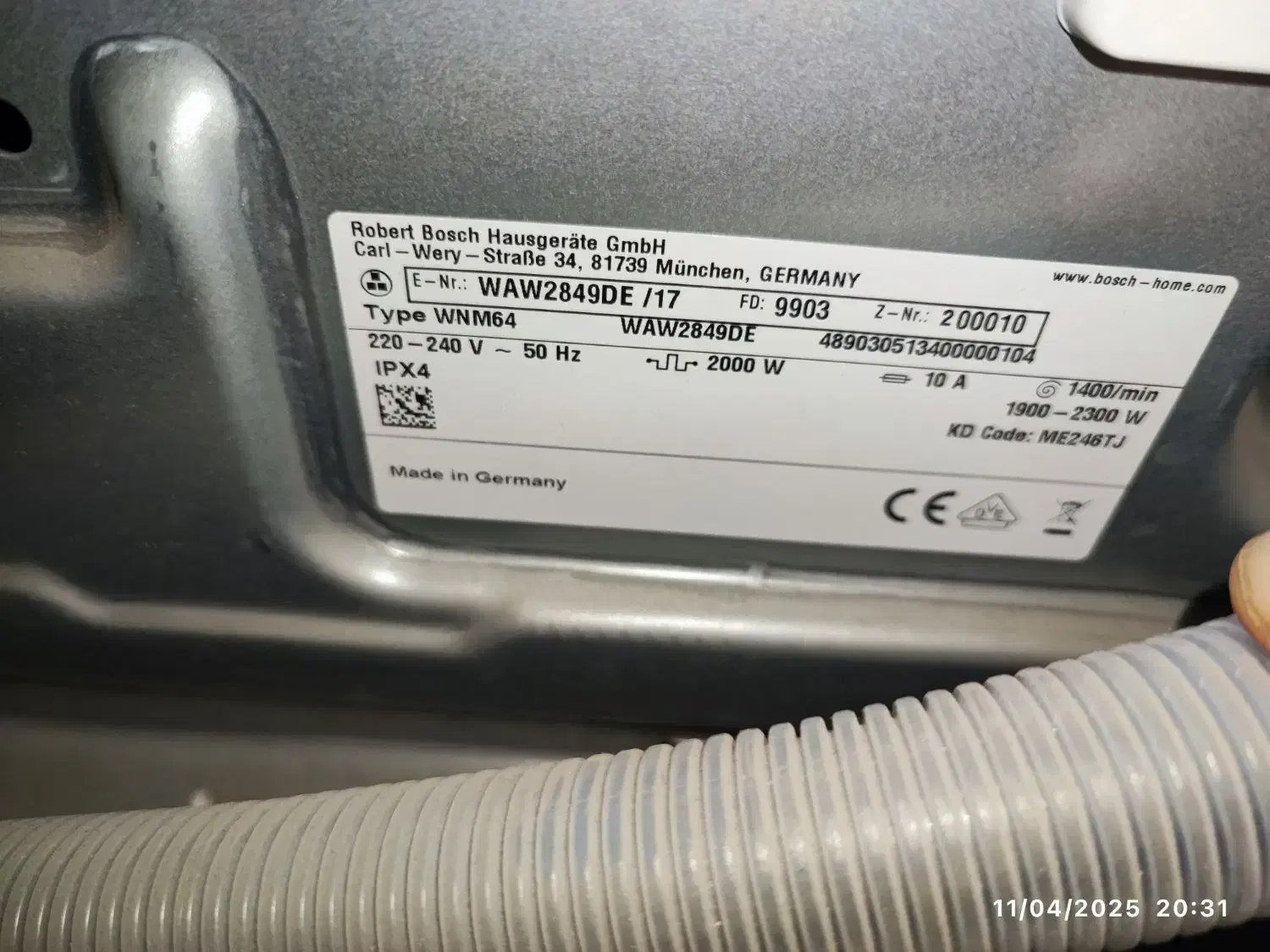 ماشین لباسشویی BOSCH سری ۸ مدل WAW2849DE/17|ماشین لباسشویی و خشککن لباس|تهران, صادقیه|دیوار