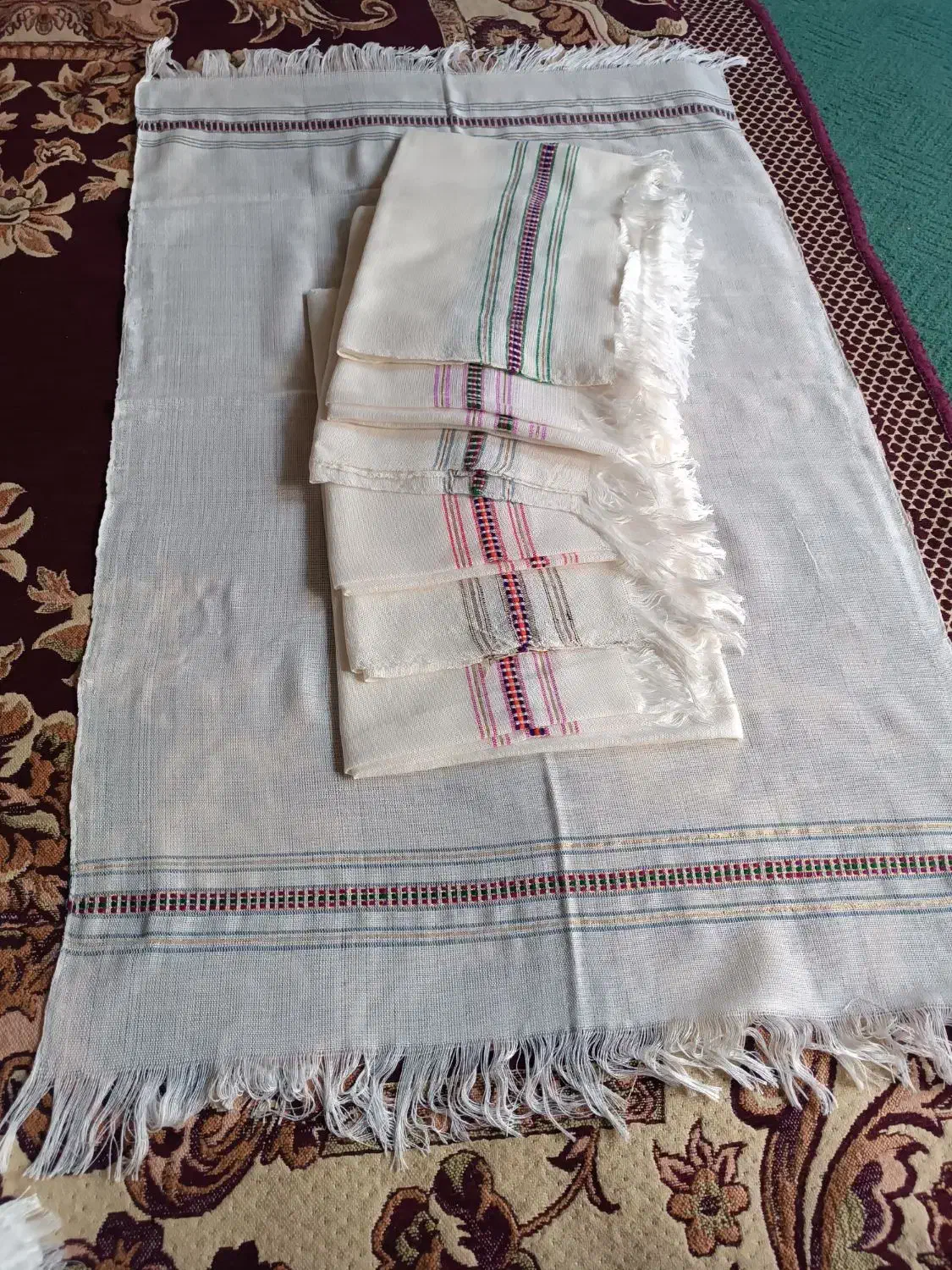 انواع حوله دست بافت سنتی|سفره، حوله، دستمال آشپزخانه|سمنان, |دیوار