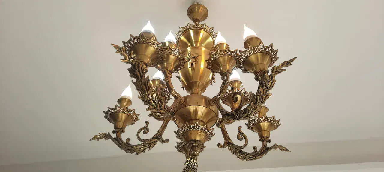 فروش فوری لوستر برنز خالص 5 شاخه سالم|لوستر و چراغ آویز|ری, دیلمان|دیوار