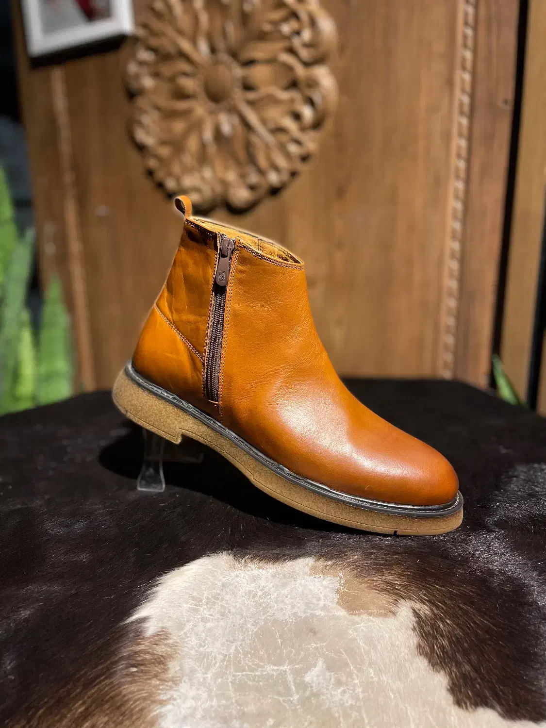 بوت تک زیپ چرم طبیعی|کیف، کفش، کمربند|قم, صفائیه|دیوار