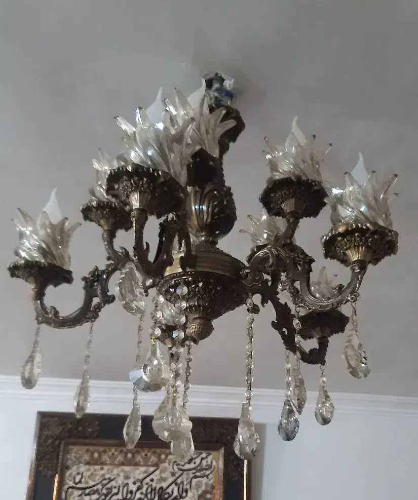 یک جفت لوستر سیاه قلم طرح برنز|لوستر و چراغ آویز|تبریز, |دیوار