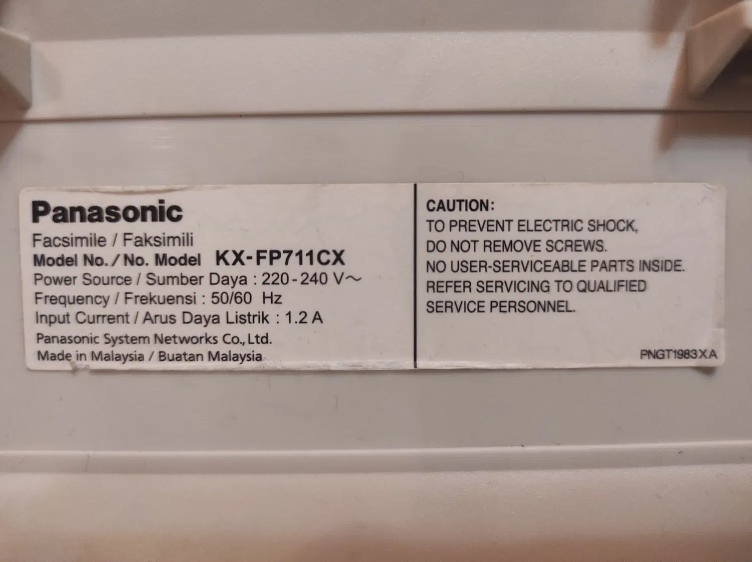 دستگاه فکس پاناسونیک مدل KX-FP711CX اصل|پرینتر، اسکنر، کپی، فکس|تهران, ستارخان|دیوار