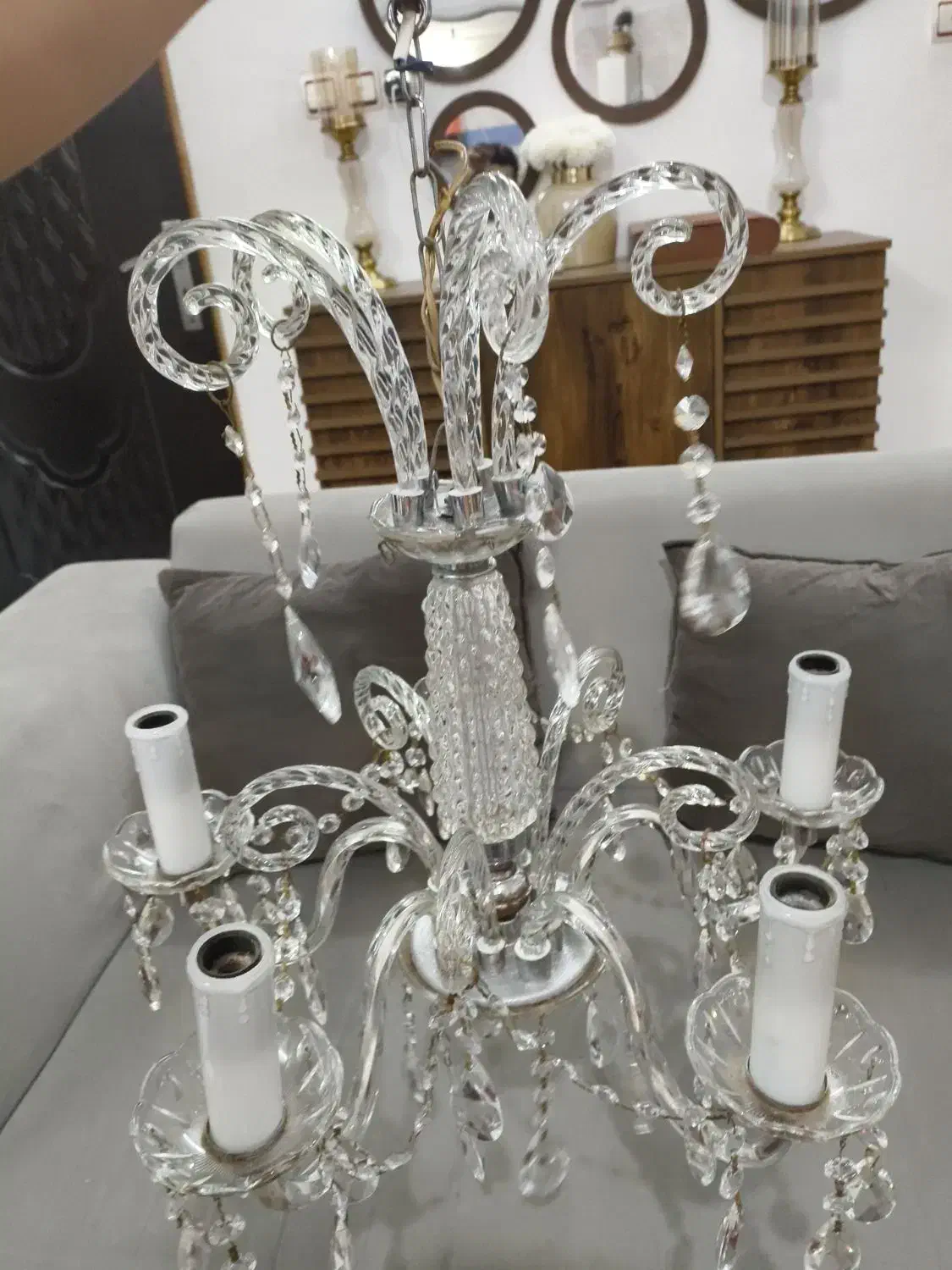 لوستر کریستال 5شاخه|لوستر و چراغ آویز|لنگرود, |دیوار