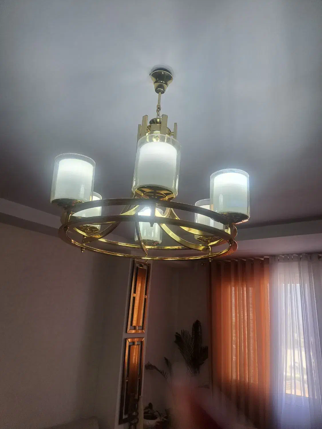 لوستر استیل رنگ طلایی|لوستر و چراغ آویز|رباط‌کریم, رباط‌کریم|دیوار