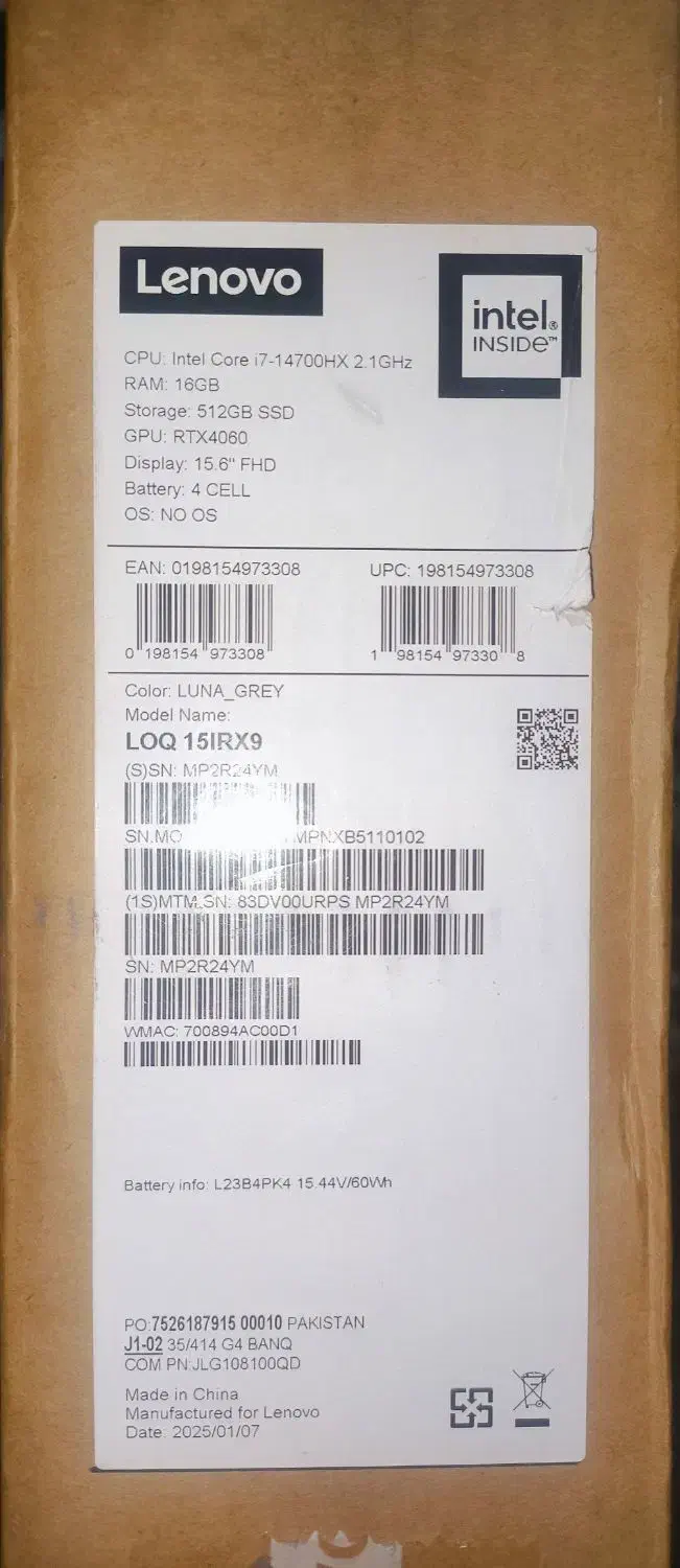 لپتاپ LOQ 15IRX9 i7 14700HX 16G 512gb SSD 8G4060|رایانه همراه|تهران, تسلیحات|دیوار