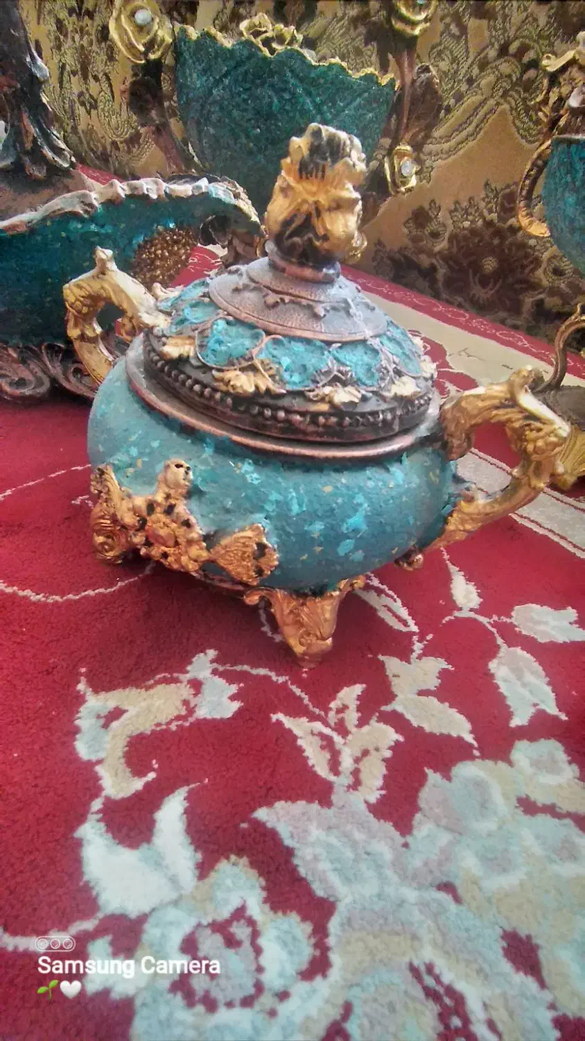 کاسه ها ی فیروزه ای وطلایی به فروش میرسد|صنایع دستی و سایر لوازم تزئینی|ایوان, |دیوار