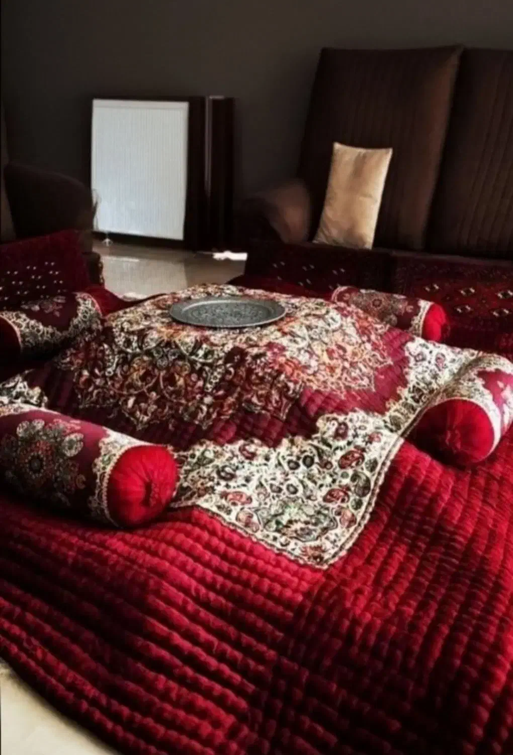 لحاف کرسی دست دوز سنتی مدل بارمان 3 در 3 مربع فول|رختخواب، بالش، پتو|تهران, شهرک ولیعصر جنوبی|دیوار