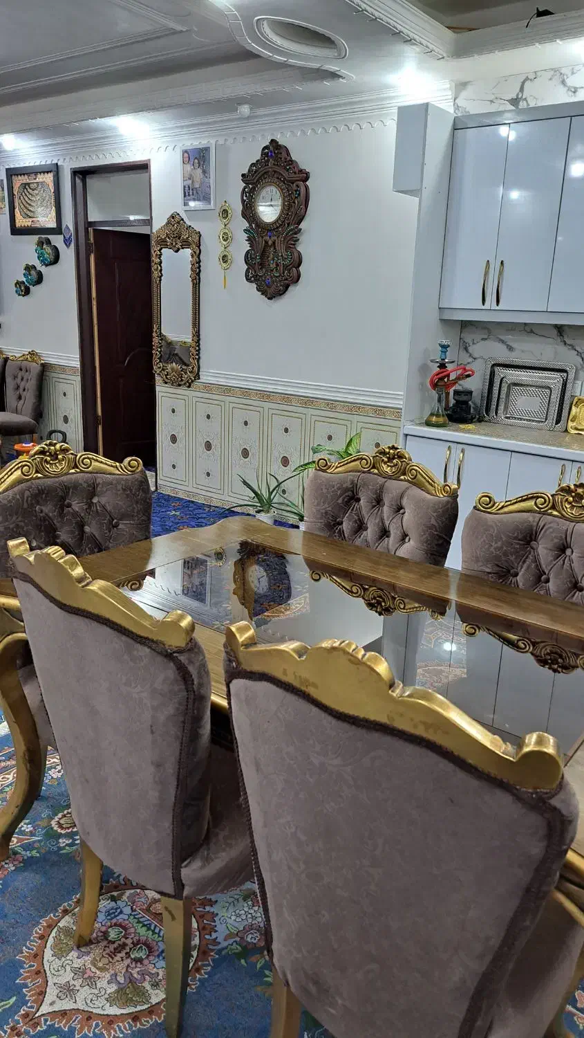 میز نهار خوری عسلی ۶ نفره|میز و صندلی غذاخوری|کارون, |دیوار