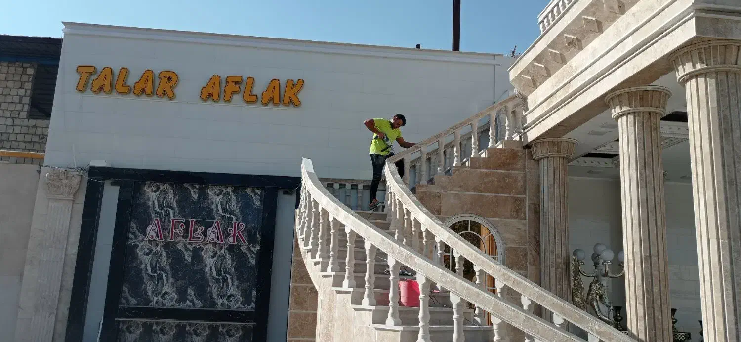 پیچ رولپلاک نما شستشو نصب توری راپل بدون داربست|خدمات پیشه و مهارت|خرمآباد, |دیوار