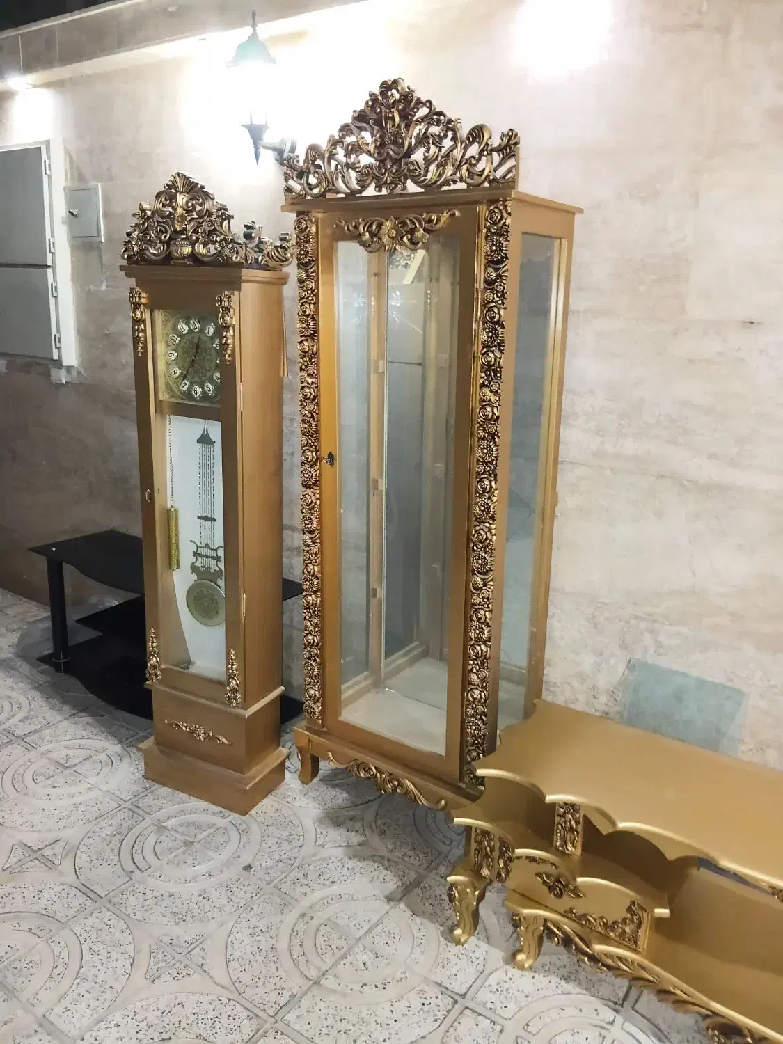 ست بوفه ساعت ایستاده و میز تلویزیون|بوفه، ویترین، کنسول|صباشهر, |دیوار