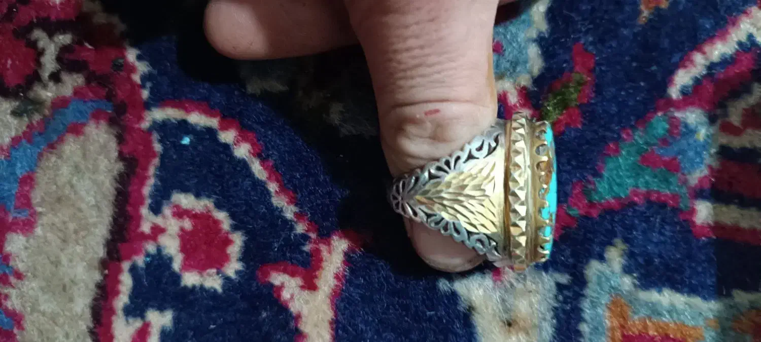 انگشتر جواهرات فیروزه نیشابور رکاب دستی آب طلا|جواهرات|میانه, |دیوار